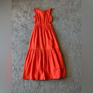 Sincerely Jules Orange Ruffled Tie Back Maxi Dress